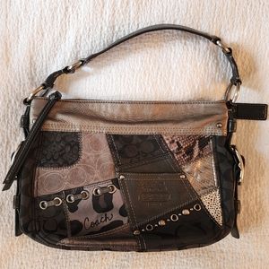 Coach Patchwork Handbag, Black, Grey, & Silver with Duster Bag